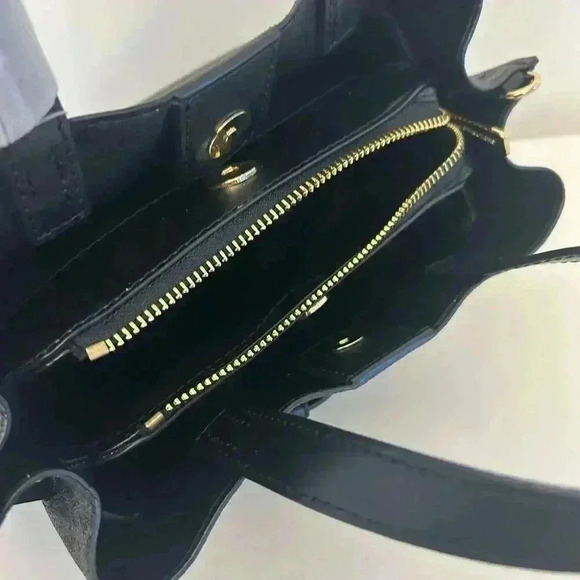 Michael Kors Emilia Small Satchel Crossbody Bag Black MK Signature - Picture 8 of 10